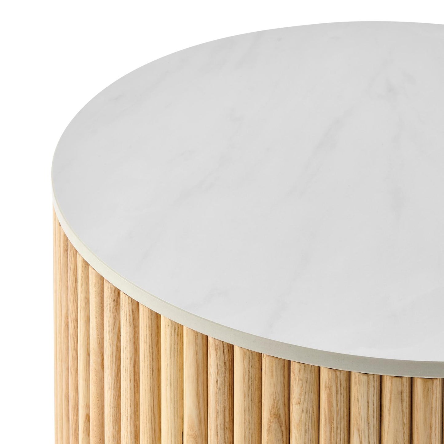 Ingrid Ceramic Top Round Side Table, Marble/Natural