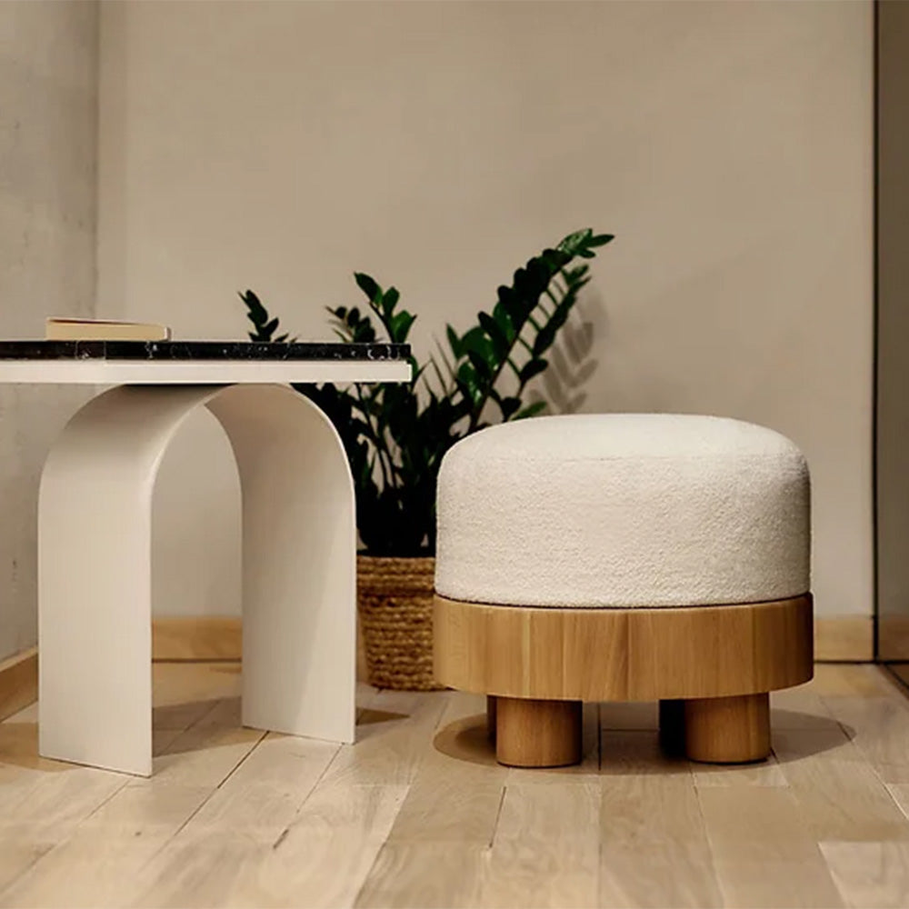 Nomad Pouf Solid Wood Ottoman Stool, Sofa Tea Stool, Change Shoes Bench, Footrest Stepstool,for Living Room, Bedroom