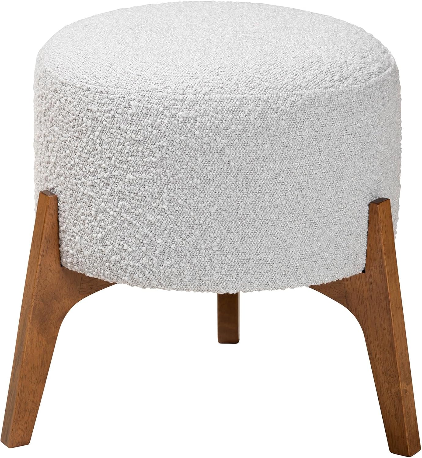 WISEMAX FURNITURE Modern living room furniture Round small stool chair Cube teddy fabric wooden legs ottomans for home