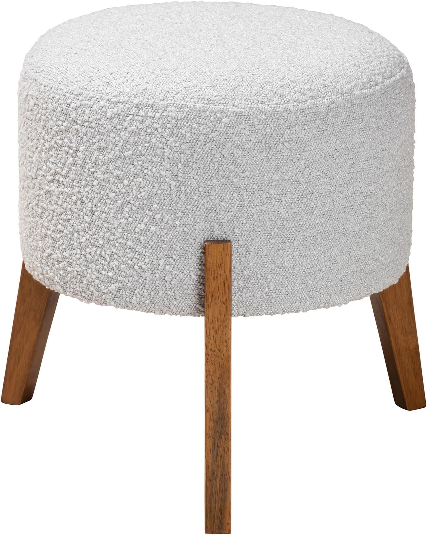 WISEMAX FURNITURE Modern living room furniture Round small stool chair Cube teddy fabric wooden legs ottomans for home