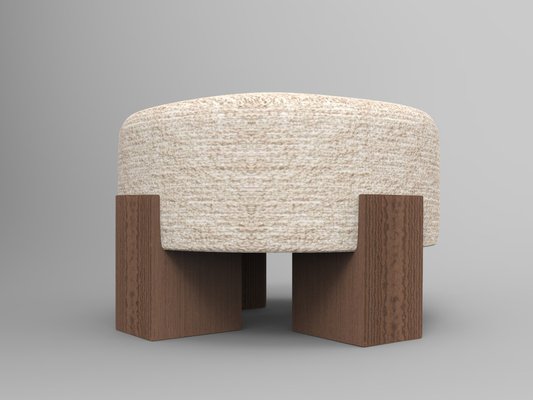 Cassette Pouf in Outside Tricot Linen Fabric and Smoked Oak by Alter Ego for Collector