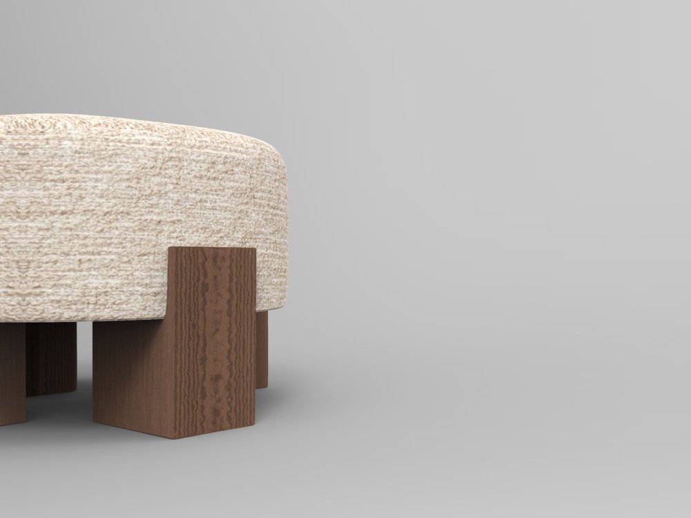Cassette Pouf in Outside Tricot Linen Fabric and Smoked Oak by Alter Ego for Collector