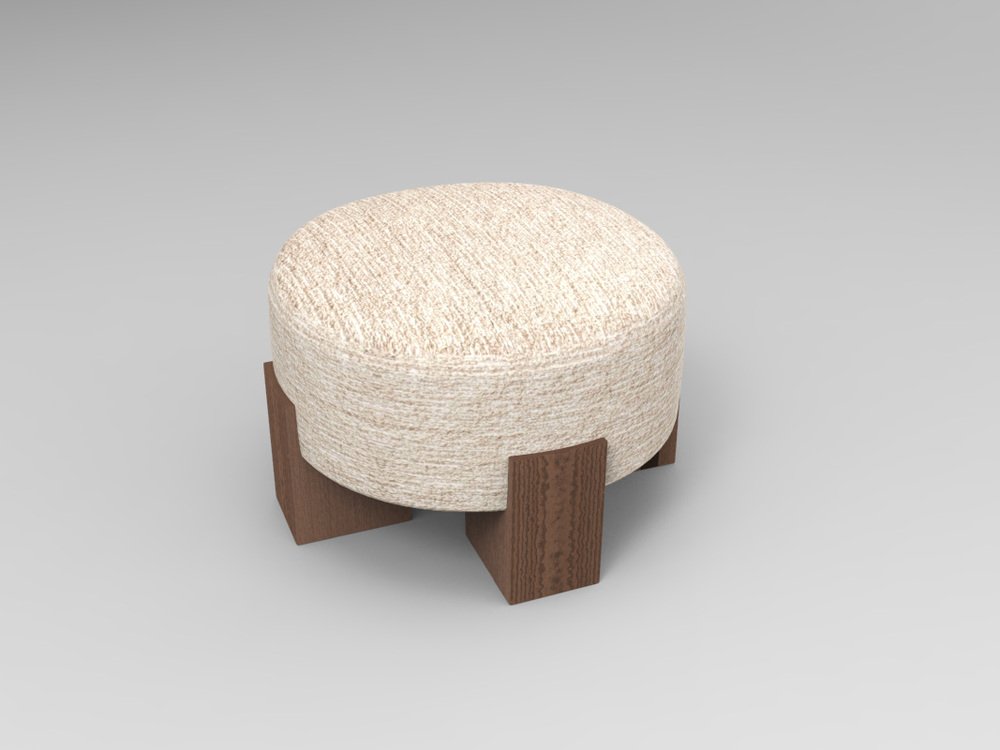 Cassette Pouf in Outside Tricot Linen Fabric and Smoked Oak by Alter Ego for Collector