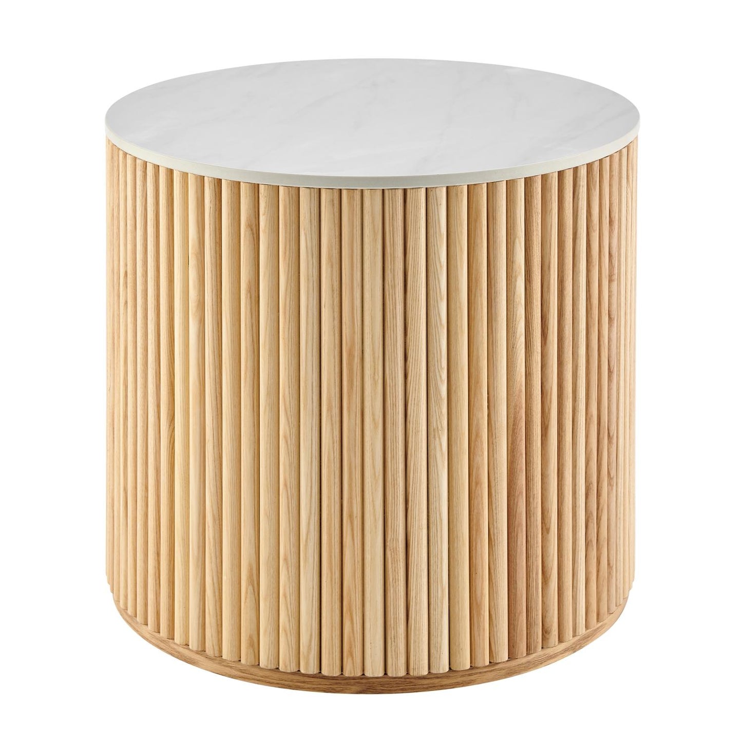 Ingrid Ceramic Top Round Side Table, Marble/Natural