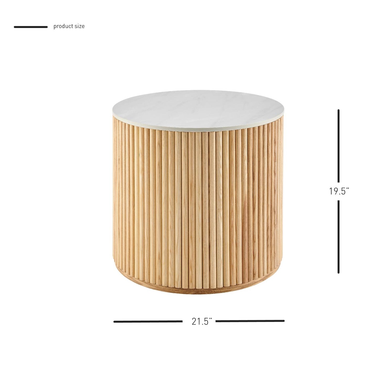 Ingrid Ceramic Top Round Side Table, Marble/Natural