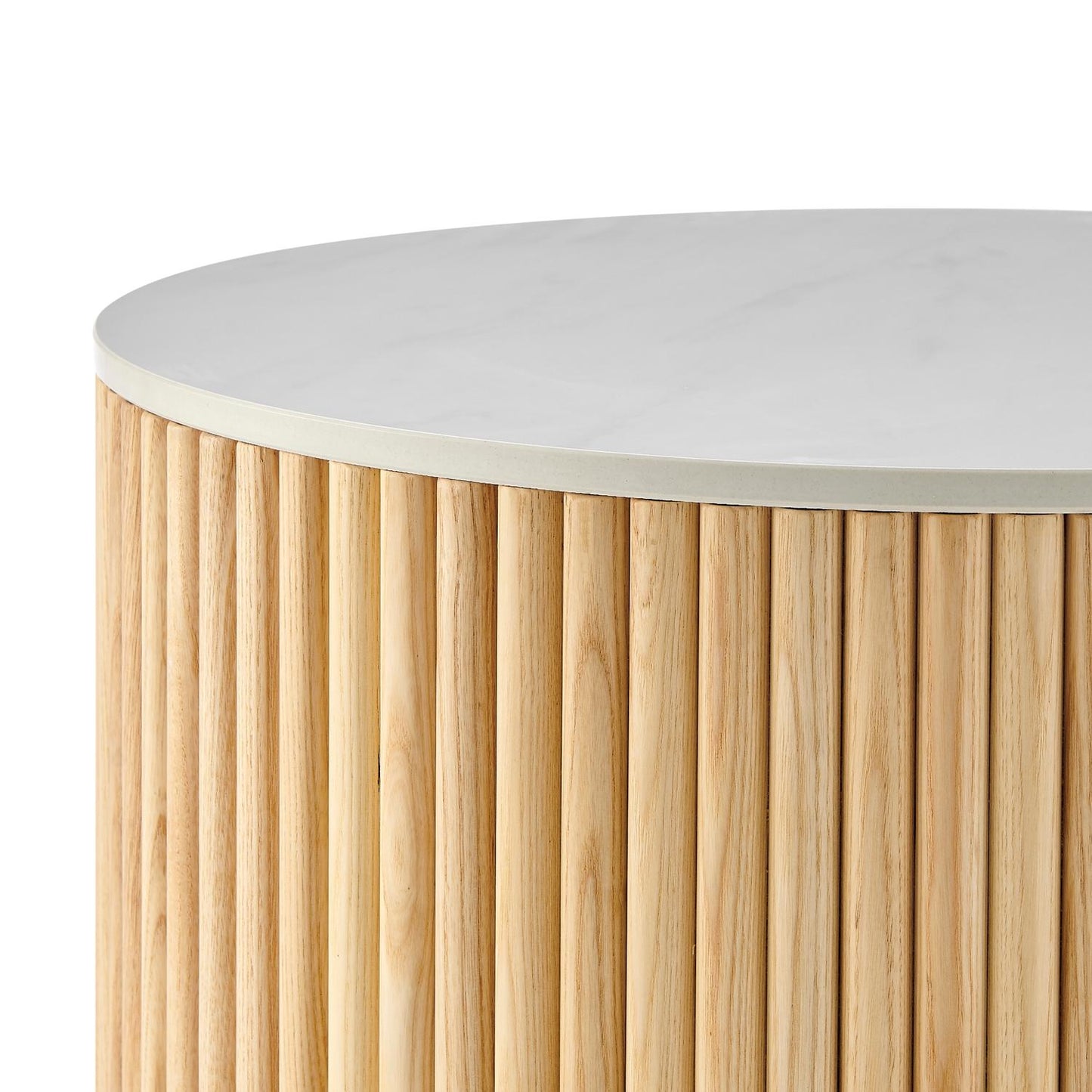 Ingrid Ceramic Top Round Side Table, Marble/Natural